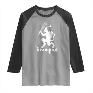 Mythical Krampus Raglan Shirt Scary Christmas Horror Occult Holiday Eastern Folklore TS02 Sport Gray Black Print Your Wear