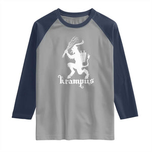 Mythical Krampus Raglan Shirt Scary Christmas Horror Occult Holiday Eastern Folklore TS02 Sport Gray Navy Print Your Wear