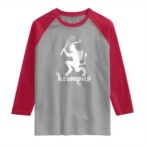 Mythical Krampus Raglan Shirt Scary Christmas Horror Occult Holiday Eastern Folklore TS02 Sport Gray Red Print Your Wear