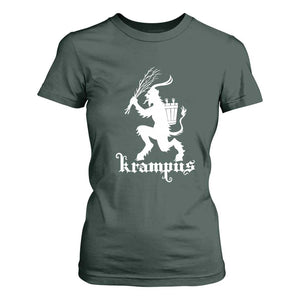 Mythical Krampus T Shirt For Women Scary Christmas Horror Occult Holiday Eastern Folklore TS02 Dark Forest Green Print Your Wear