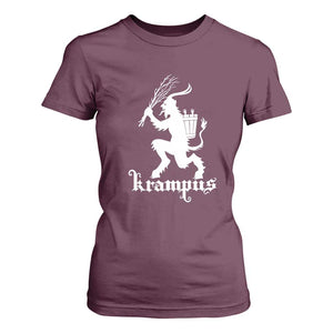 Mythical Krampus T Shirt For Women Scary Christmas Horror Occult Holiday Eastern Folklore TS02 Maroon Print Your Wear