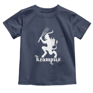 Mythical Krampus Toddler T Shirt Scary Christmas Horror Occult Holiday Eastern Folklore TS02 Navy Print Your Wear