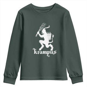 Mythical Krampus Youth Sweatshirt Scary Christmas Horror Occult Holiday Eastern Folklore TS02 Dark Forest Green Print Your Wear