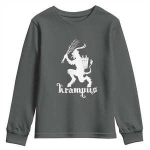 Mythical Krampus Youth Sweatshirt Scary Christmas Horror Occult Holiday Eastern Folklore TS02 Dark Heather Print Your Wear