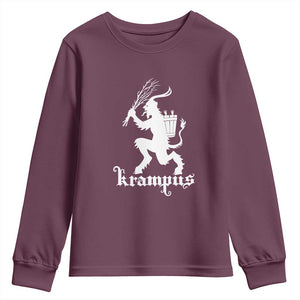 Mythical Krampus Youth Sweatshirt Scary Christmas Horror Occult Holiday Eastern Folklore TS02 Maroon Print Your Wear