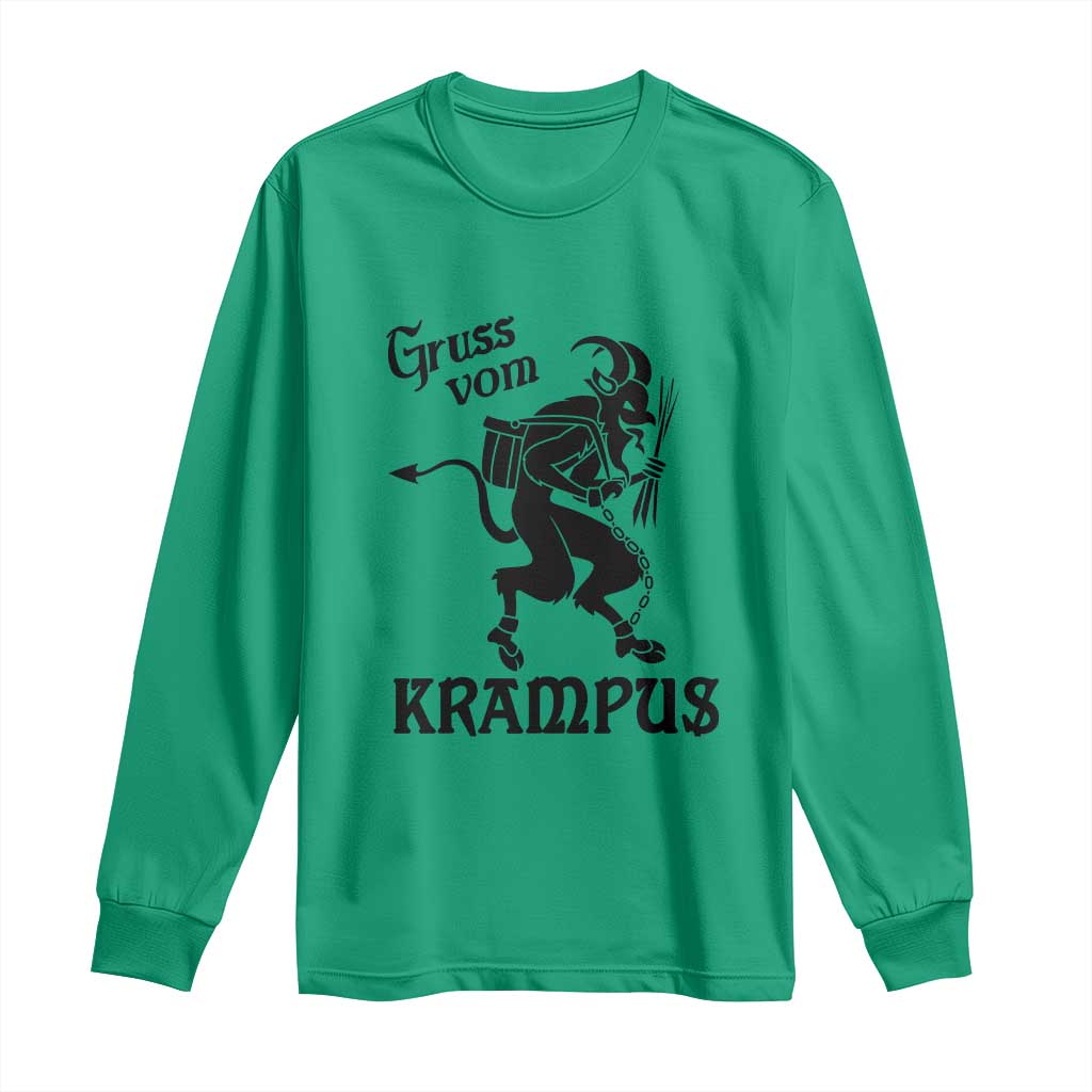 Krampus Long Sleeve Shirt Gruss Vom Greetings TS02 Irish Green Print Your Wear