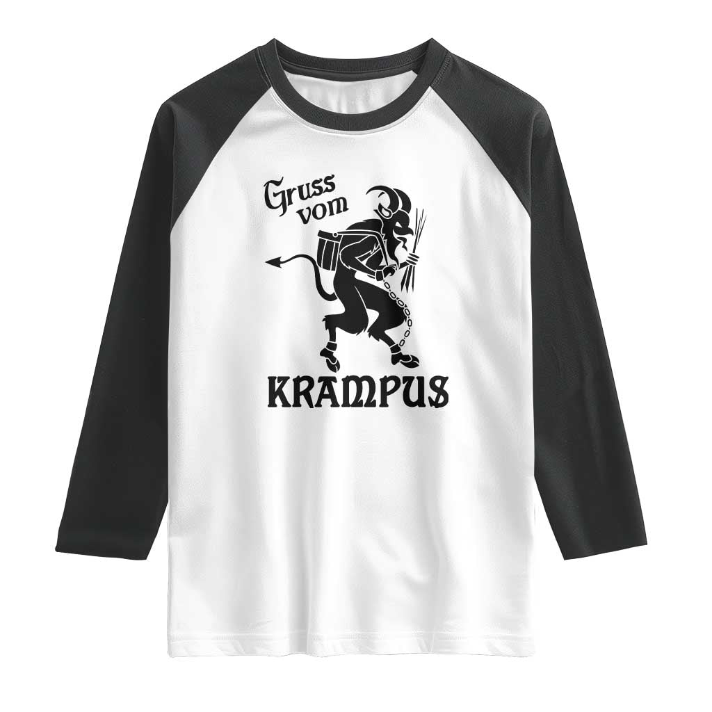 Krampus Raglan Shirt Gruss Vom Greetings TS02 White Black Print Your Wear