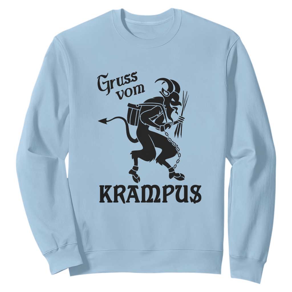 Krampus Sweatshirt Gruss Vom Greetings TS02 Light Blue Print Your Wear
