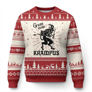 Krampus Ugly Christmas Sweater Gruss Vom Greetings TS02 Red Print Your Wear