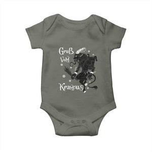 Mythical Krampus Baby Onesie Gruss Vom Christmas Horror Figure Greeting TS02 Military Green Print Your Wear