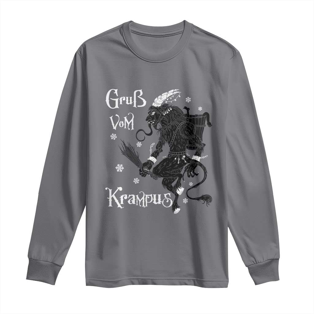 Mythical Krampus Long Sleeve Shirt Gruss Vom Christmas Horror Figure Greeting TS02 Charcoal Print Your Wear