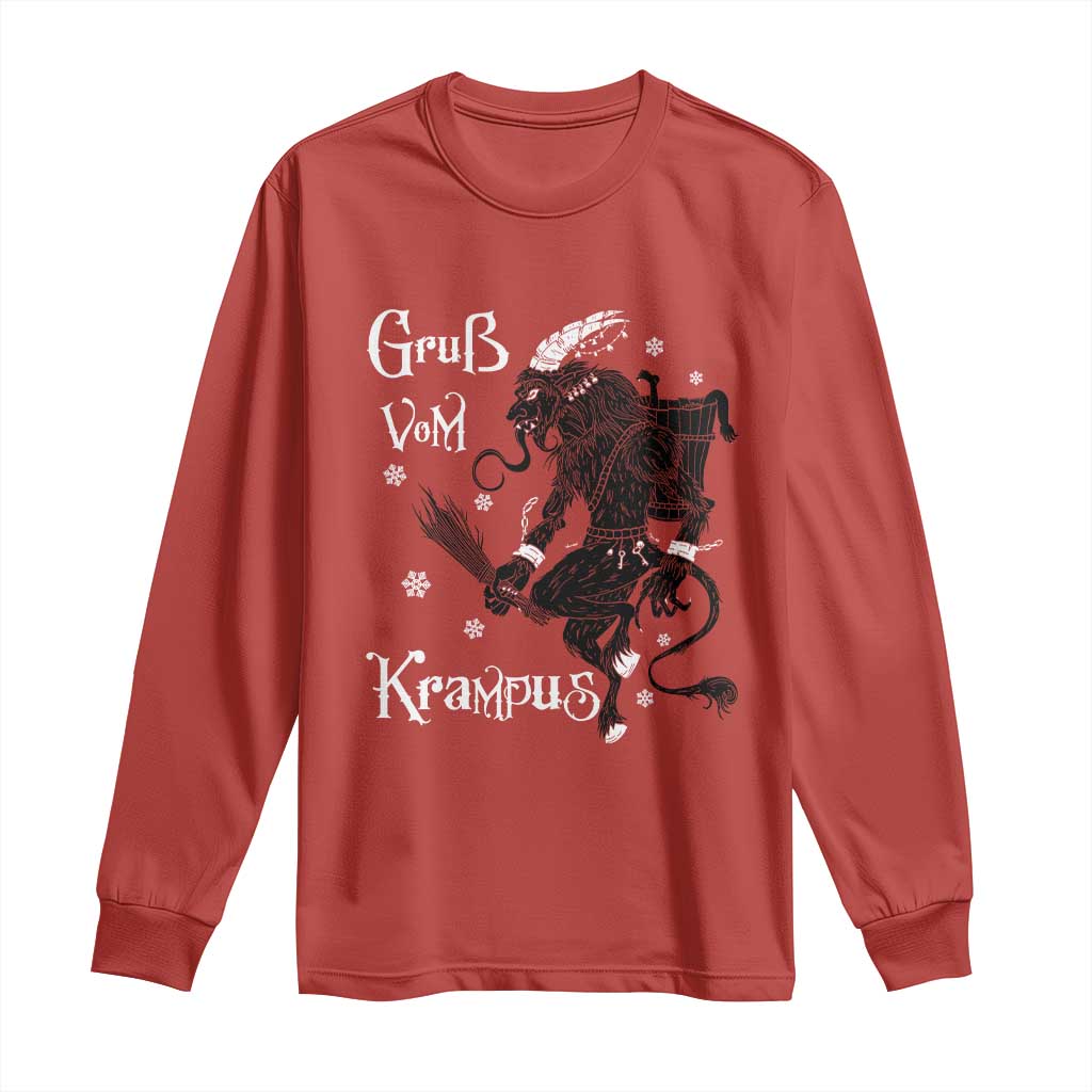 Mythical Krampus Long Sleeve Shirt Gruss Vom Christmas Horror Figure Greeting TS02 Red Print Your Wear