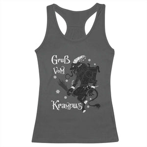 Mythical Krampus Racerback Tank Top Gruss Vom Christmas Horror Figure Greeting TS02 Dark Heather Print Your Wear