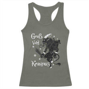 Mythical Krampus Racerback Tank Top Gruss Vom Christmas Horror Figure Greeting TS02 Military Green Print Your Wear