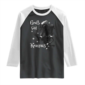 Mythical Krampus Raglan Shirt Gruss Vom Christmas Horror Figure Greeting TS02 Black White Print Your Wear