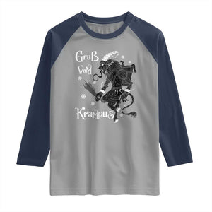 Mythical Krampus Raglan Shirt Gruss Vom Christmas Horror Figure Greeting TS02 Sport Gray Navy Print Your Wear