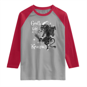 Mythical Krampus Raglan Shirt Gruss Vom Christmas Horror Figure Greeting TS02 Sport Gray Red Print Your Wear