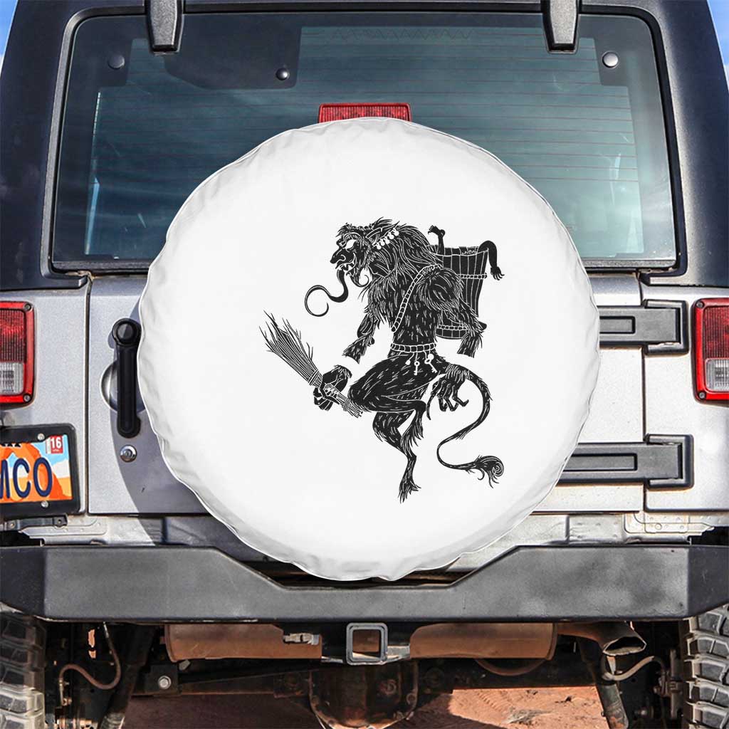 Mythical Krampus Spare Tire Cover Gruss Vom Christmas Horror Figure Greeting TS02 No hole White Print Your Wear