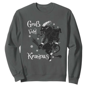 Mythical Krampus Sweatshirt Gruss Vom Christmas Horror Figure Greeting TS02 Dark Heather Print Your Wear