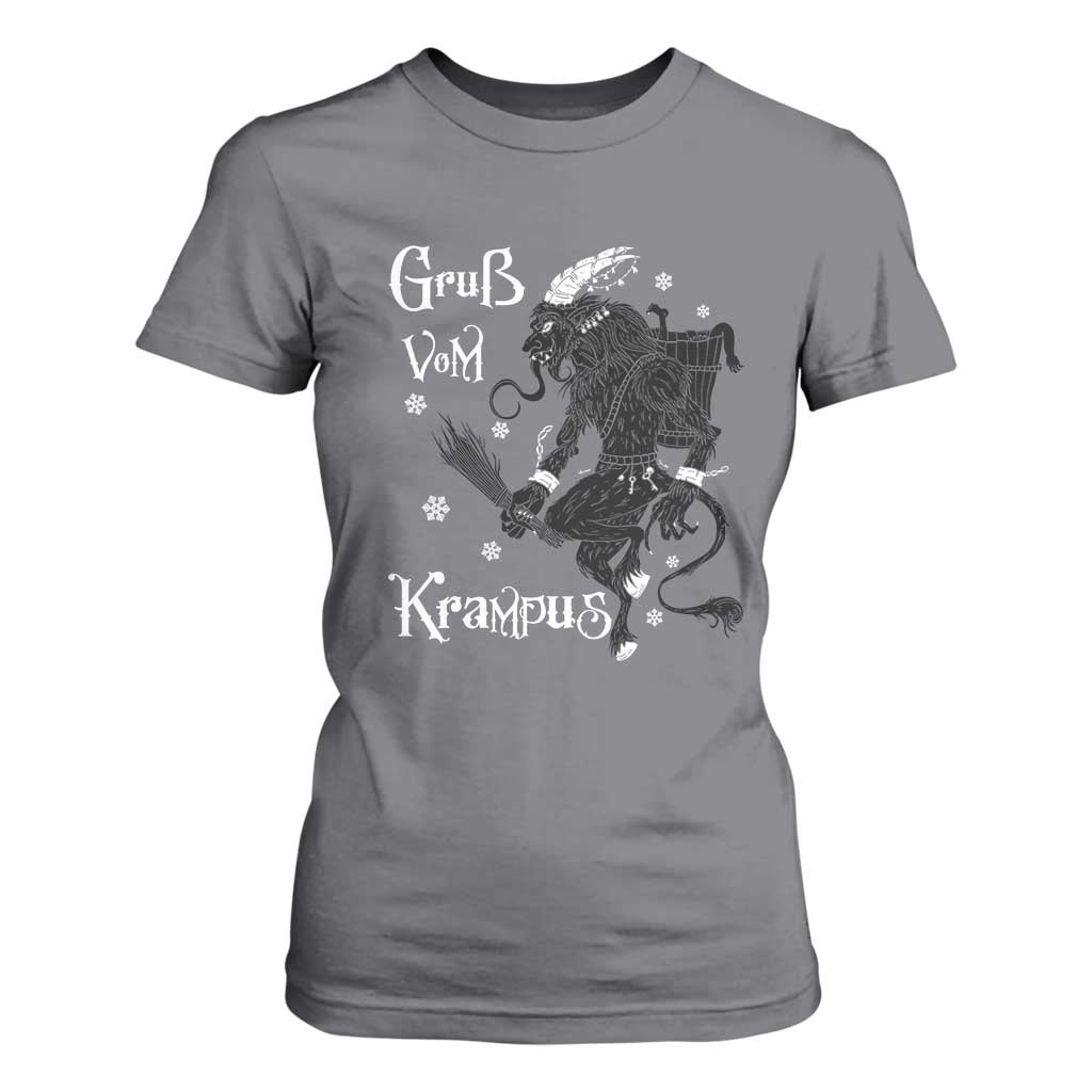 Mythical Krampus T Shirt For Women Gruss Vom Christmas Horror Figure Greeting TS02 Charcoal Print Your Wear