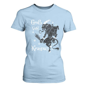 Mythical Krampus T Shirt For Women Gruss Vom Christmas Horror Figure Greeting TS02 Light Blue Print Your Wear