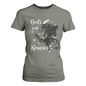 Mythical Krampus T Shirt For Women Gruss Vom Christmas Horror Figure Greeting TS02 Military Green Print Your Wear