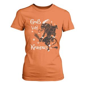 Mythical Krampus T Shirt For Women Gruss Vom Christmas Horror Figure Greeting TS02 Orange Print Your Wear