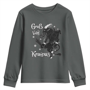 Mythical Krampus Youth Sweatshirt Gruss Vom Christmas Horror Figure Greeting TS02 Dark Heather Print Your Wear