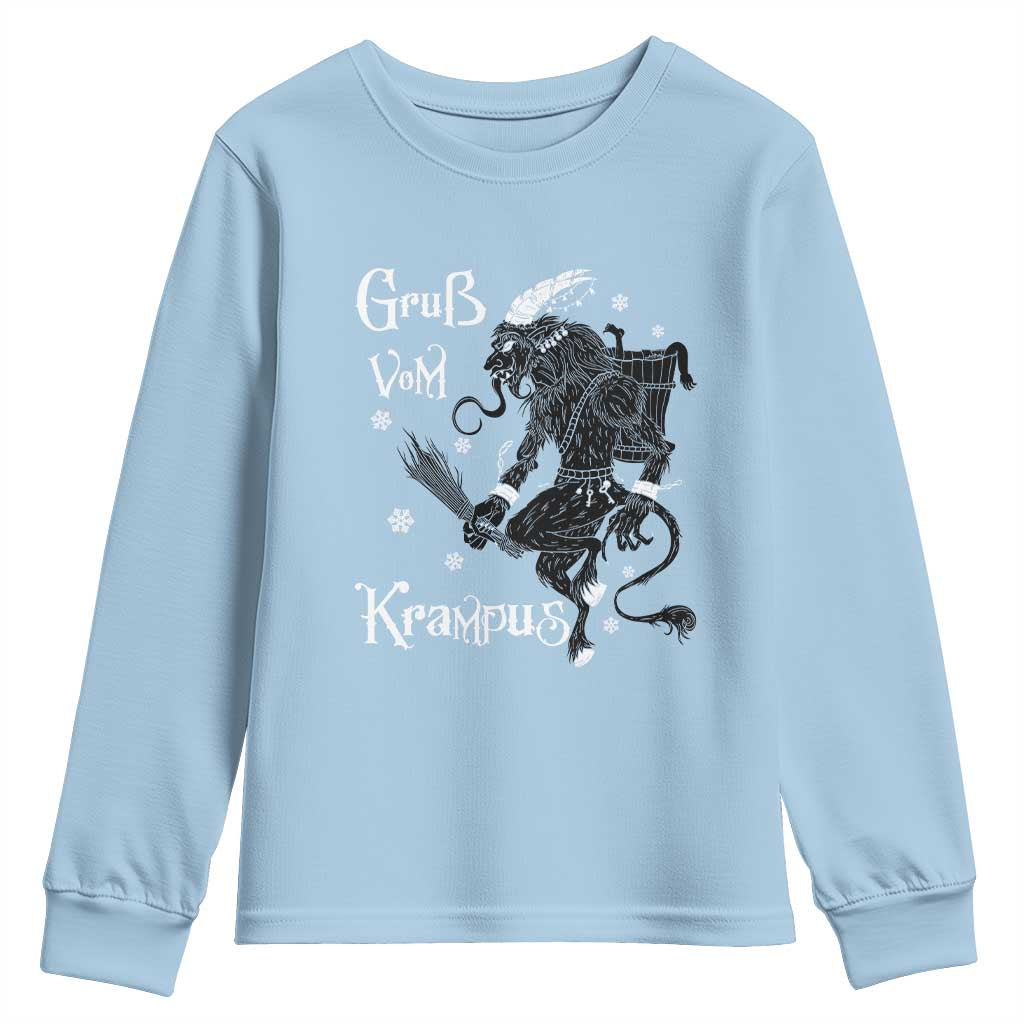 Mythical Krampus Youth Sweatshirt Gruss Vom Christmas Horror Figure Greeting TS02 Light Blue Print Your Wear