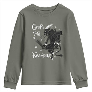 Mythical Krampus Youth Sweatshirt Gruss Vom Christmas Horror Figure Greeting TS02 Military Green Print Your Wear