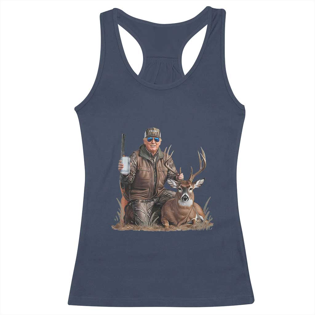 Trump Deer Hunting Racerback Tank Top And Beer Old School Camouflage TS02 Navy Print Your Wear