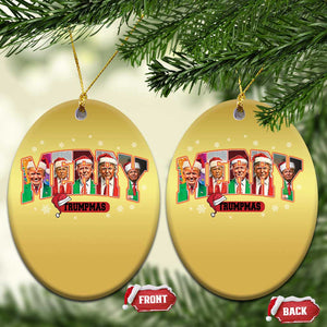 Xmas Trump Christmas Ornament Merry Trumpmas 2024 Santa Donald Funny Xmas Pajamas TS02 Oval Gold Print Your Wear