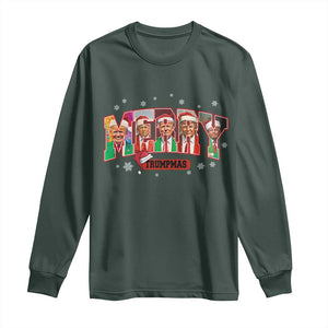 Christmas Trump Long Sleeve Shirt Merry Trumpmas 2024 Santa Donald Funny Xmas Pajamas TS02 Dark Forest Green Print Your Wear