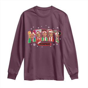 Christmas Trump Long Sleeve Shirt Merry Trumpmas 2024 Santa Donald Funny Xmas Pajamas TS02 Maroon Print Your Wear