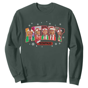 Christmas Trump Sweatshirt Merry Trumpmas 2024 Santa Donald Funny Xmas Pajamas TS02 Dark Forest Green Print Your Wear