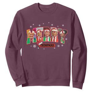 Christmas Trump Sweatshirt Merry Trumpmas 2024 Santa Donald Funny Xmas Pajamas TS02 Maroon Print Your Wear