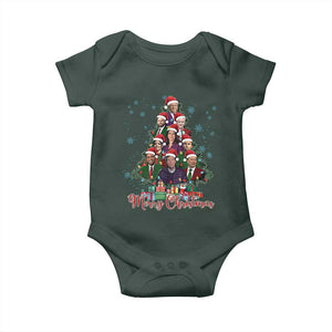 Christmas Trump Supporter Baby Onesie Xmas Tree Dream Team Daddys Home President 45 47 TS02 Dark Forest Green Print Your Wear