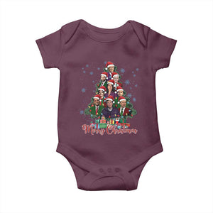 Christmas Trump Supporter Baby Onesie Xmas Tree Dream Team Daddys Home President 45 47 TS02 Maroon Print Your Wear