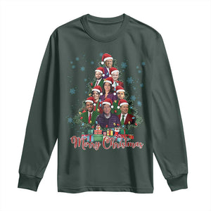 Christmas Trump Supporter Long Sleeve Shirt Xmas Tree Dream Team Daddys Home President 45 47 TS02 Dark Forest Green Print Your Wear