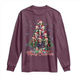 Christmas Trump Supporter Long Sleeve Shirt Xmas Tree Dream Team Daddys Home President 45 47 TS02 Maroon Print Your Wear