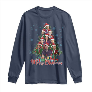 Christmas Trump Supporter Long Sleeve Shirt Xmas Tree Dream Team Daddys Home President 45 47 TS02 Navy Print Your Wear