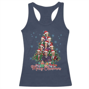 Christmas Trump Supporter Racerback Tank Top Xmas Tree Dream Team Daddys Home President 45 47 TS02 Navy Print Your Wear