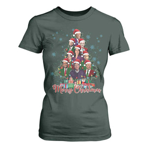 Christmas Trump Supporter T Shirt For Women Xmas Tree Dream Team Daddys Home President 45 47 TS02 Dark Forest Green Print Your Wear