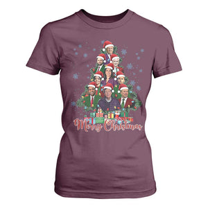 Christmas Trump Supporter T Shirt For Women Xmas Tree Dream Team Daddys Home President 45 47 TS02 Maroon Print Your Wear