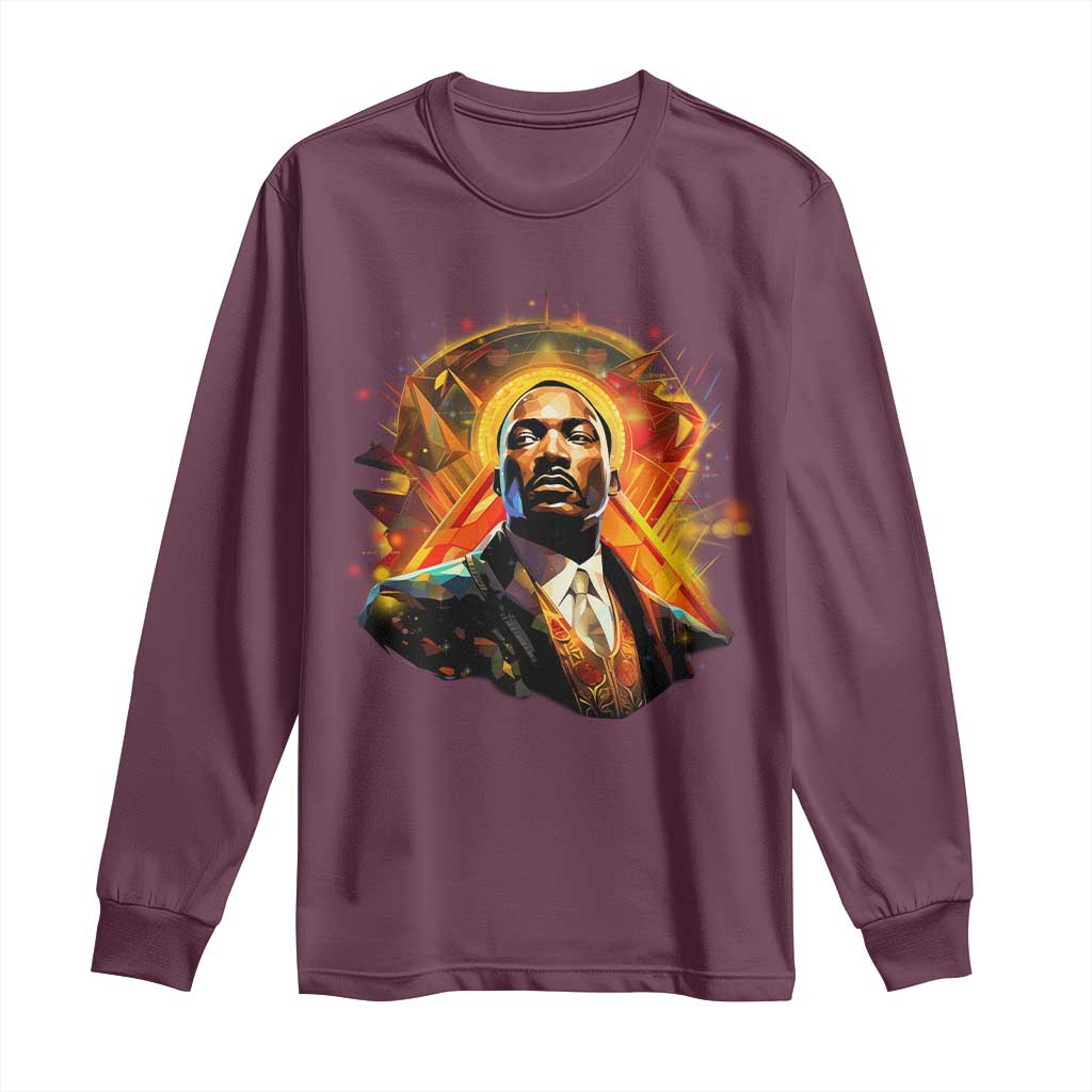 Martin Luther King MLK Long Sleeve Shirt Afrofuturism Graphic Art TS02 Maroon Print Your Wear