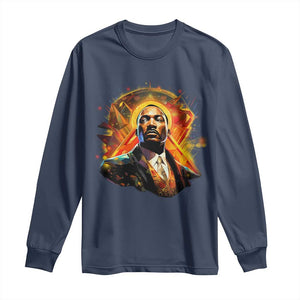 Martin Luther King MLK Long Sleeve Shirt Afrofuturism Graphic Art TS02 Navy Print Your Wear