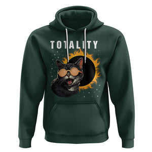 Total Solar Eclipse Hoodie Funny Cat Totality TS02 Dark Forest Green Printyourwear