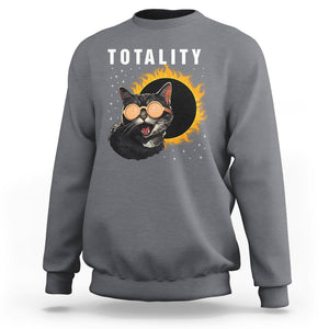 Total Solar Eclipse Sweatshirt Funny Cat Totality TS02 Charcoal Printyourwear