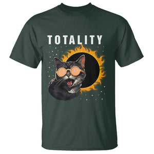 Total Solar Eclipse T Shirt Funny Cat Totality TS02 Dark Forest Green Printyourwear