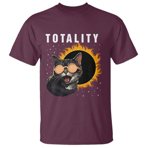 Total Solar Eclipse T Shirt Funny Cat Totality TS02 Maroon Printyourwear